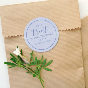 Sticker Rond Simple Blue Bird Calligraphy Aquarelle Script