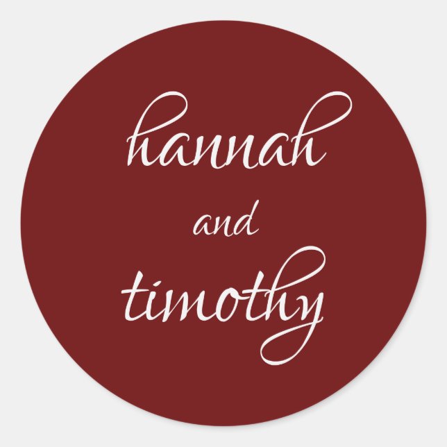 Sticker Rond Simple Burgundy Red Bride et Mariage de chambre (Devant)