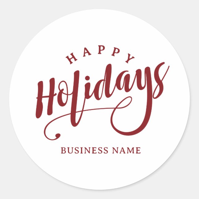 Sticker Rond Simple Business Happy Holidays Calligraphy Script (Devant)
