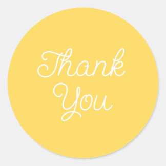 Sticker Rond Simple Calligraphy Yellow Bright Thank You Seal