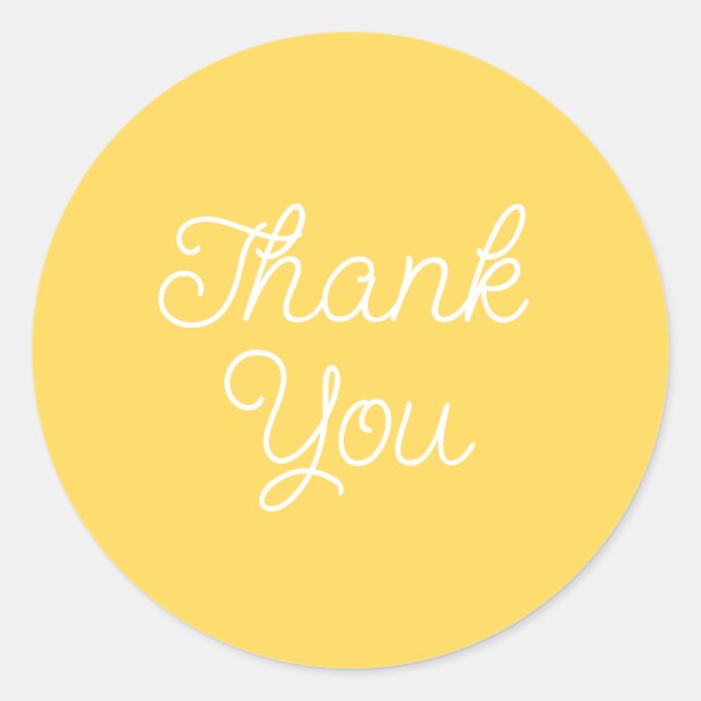 Sticker Rond Simple Calligraphy Yellow Bright Thank You Seal (Devant)