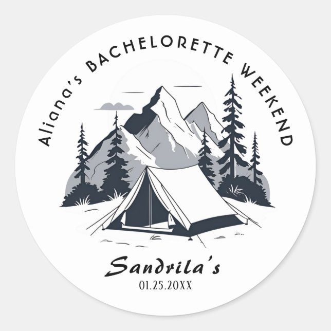 Sticker Rond Simple Camping Week-end Bachelorette Party (Devant)