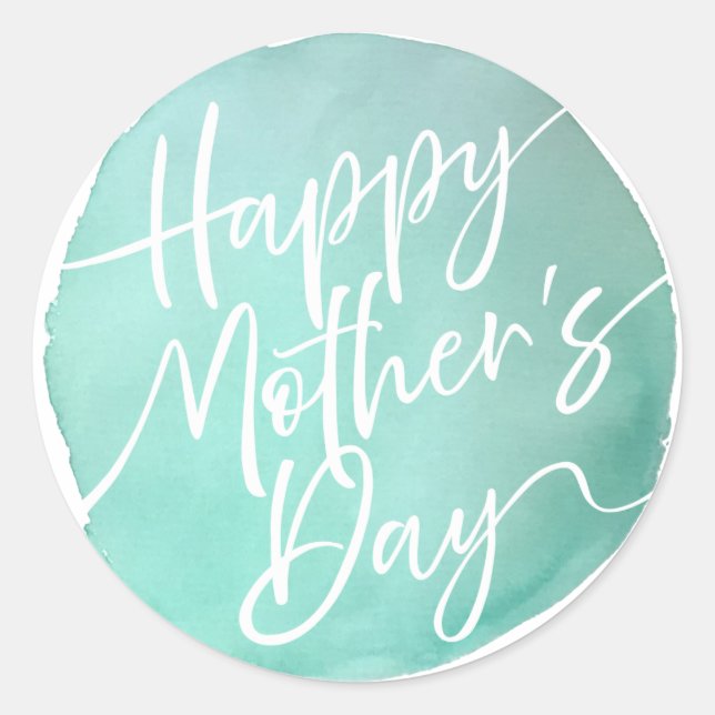 Sticker Rond Simple cercle aquarelle écriture Fête des Mères (Devant)