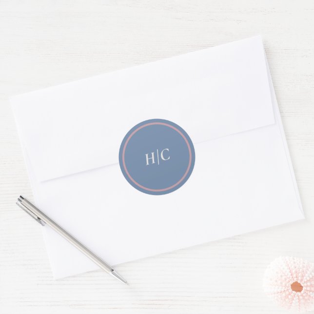 Sticker Rond Simple Chic Mariée et Marié Initiales de Cire pour (Enveloppe)