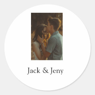 Sticker Rond Simple couleur minimale ajouter nom photo texte cu
