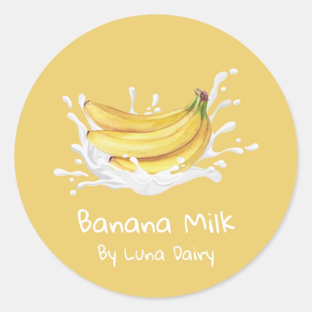 Sticker Rond Simple Cute Banana Milk Label (Devant)