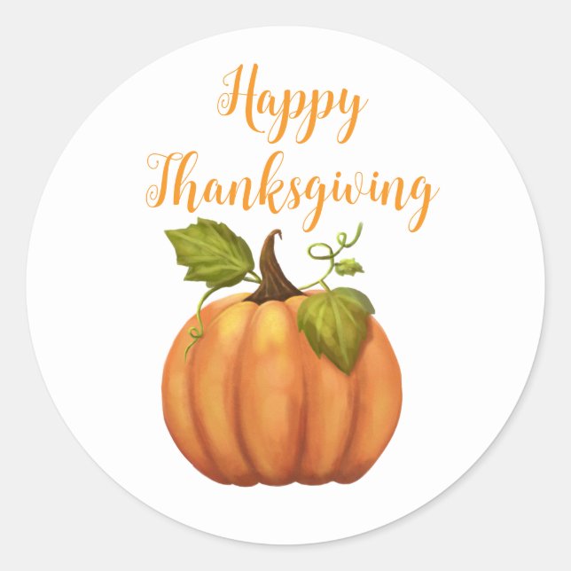 Sticker Rond Simple Cute Orange Citrouille Votre Message Texte (Devant)