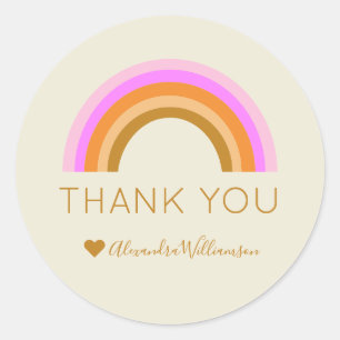 Sticker Rond Simple Cute Retro Rainbow Remerciement Personnalis