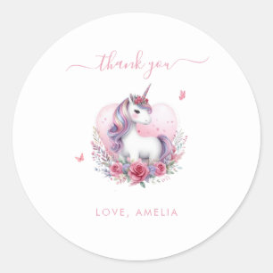 Sticker Rond Simple Cute Unicorn Magique Anniversaire Favoriser