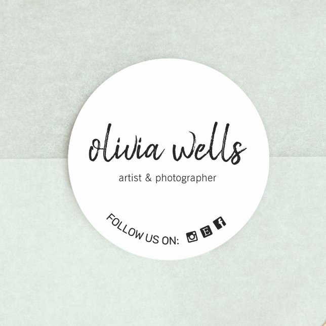 Sticker Rond Simple écriture manuscrite police sociale icône de (Créateur téléchargé)