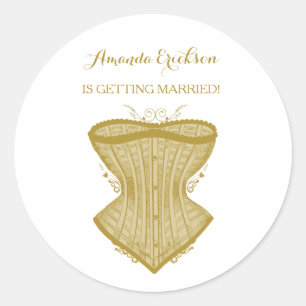 Sticker Rond Simple Elegance Gold Corset Lingerie Fête des mari