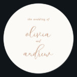 Sticker Rond Simple élégant chic Mariage de Bohême<br><div class="desc">Autocollants de mariage Boho avec élégante typographie de script simple.</div>