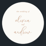Sticker Rond Simple élégant chic Mariage de Bohême<br><div class="desc">Autocollants de mariage Boho avec élégante typographie de script simple.</div>