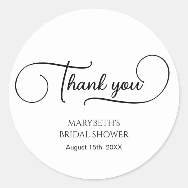 Sticker Rond Simple Élégant Écriture Mariage Remerciements  (Devant)