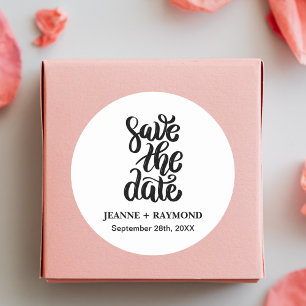 Sticker Rond Simple Élégant Mariage Écriture Bohème Date de Sau