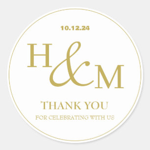 Sticker Rond Simple Élégant Mariage Moderne Monogrammé