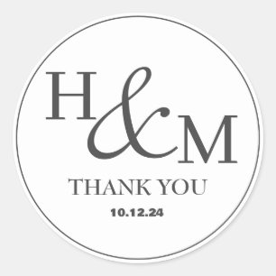 Sticker Rond Simple Élégant Mariage Moderne Monogrammé