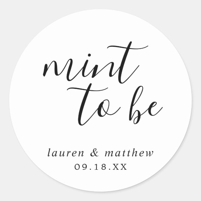 Sticker Rond Simple Élégant Mariage Noir et Blanc (Devant)