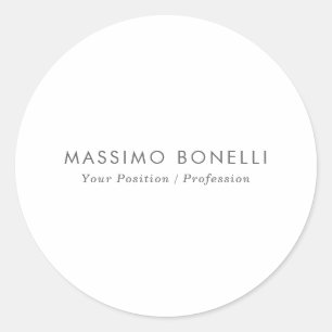 Sticker Rond Simple Élégant Minimaliste Moderne Blanc