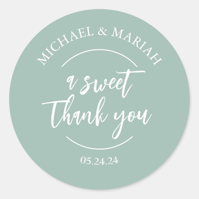 Sticker Rond Simple Élégant Moderne Merci Mariage (Devant)