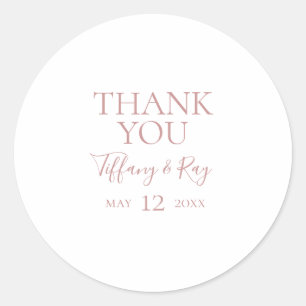 Sticker Rond Simple Elegant Rose Gold Merci mariage Faveur