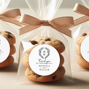 Sticker Rond Simple élégante couronne botanique mariage Faveur