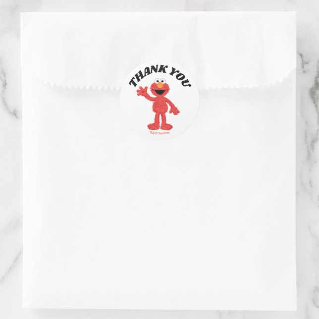 Sticker Rond Simple Elmo 1er Merci d'anniversaire (Sac)