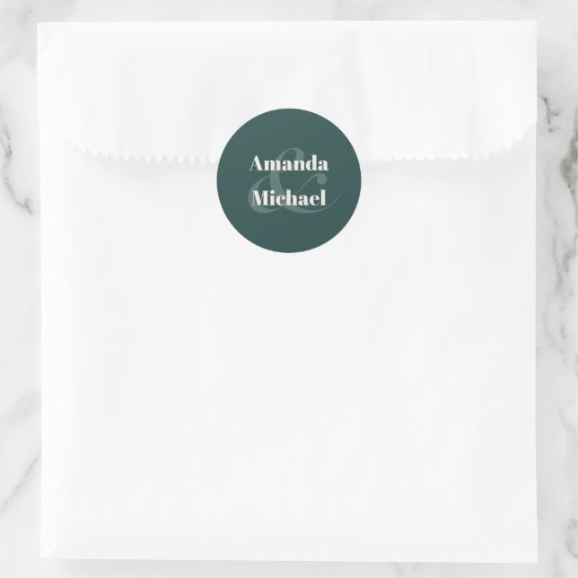 Sticker Rond Simple Emerald Green Mariée moderne et chambre (Sac)