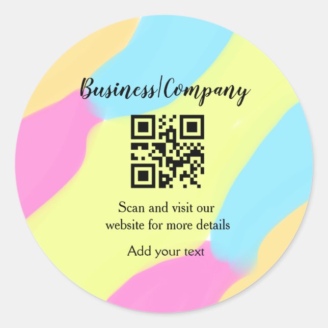 Sticker Rond Simple entreprise site web code-barres QR ajouter  (Devant)