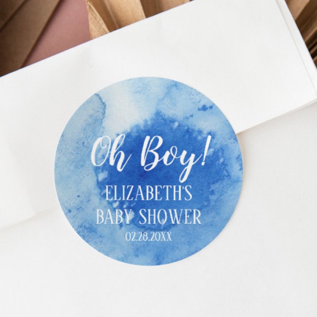 Sticker Rond Simple et belle aquarelle fleurie Oh garçon (Créateur téléchargé)