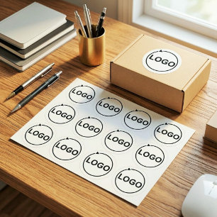 Sticker Rond Simple et élégant logo de société ici Minimal pe