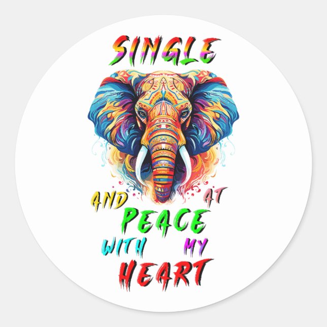 Sticker Rond Simple Et En Paix Avec Mon Coeur (Devant)