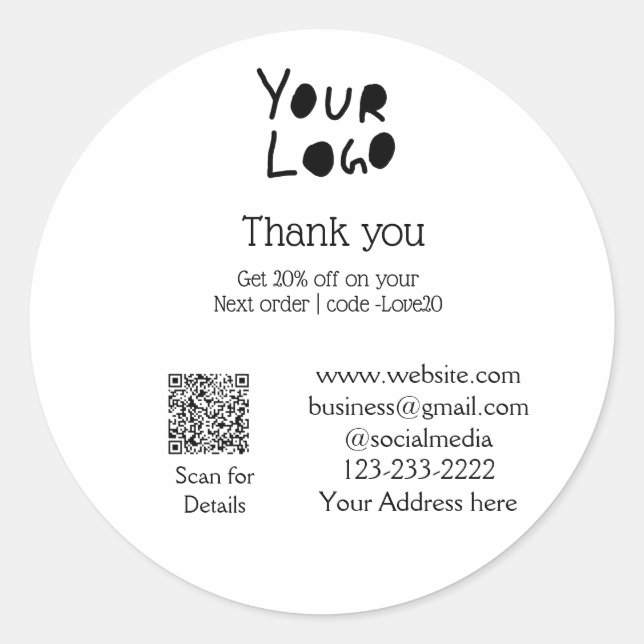 Sticker Rond simple et minimal ajoutez votre logo/votre design  (Devant)