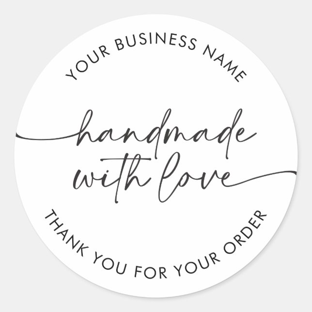 Sticker Rond Simple fait main avec amour Entreprise moderne  (Devant)