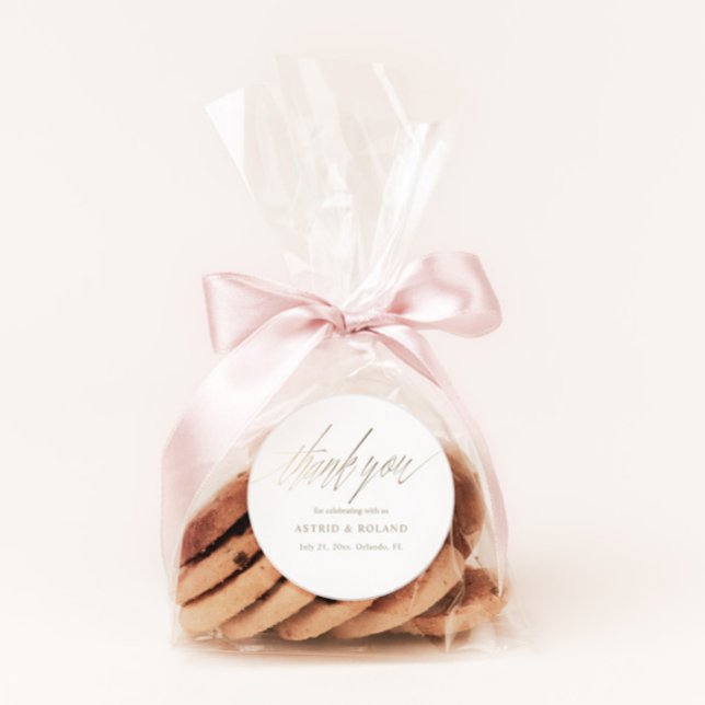 Sticker Rond Simple Faux Gold Calligraphie Favoriser Mariage (Créateur téléchargé)