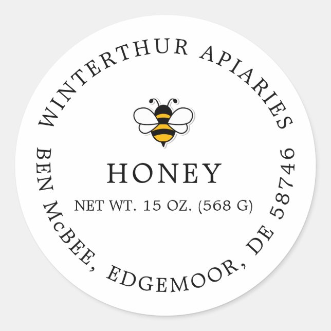 Sticker Rond Simple ferme apicole entreprise   (Devant)