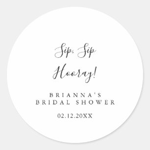 Sticker Rond Simple Fête de Mariage Minimaliste Sip Sip Hourra