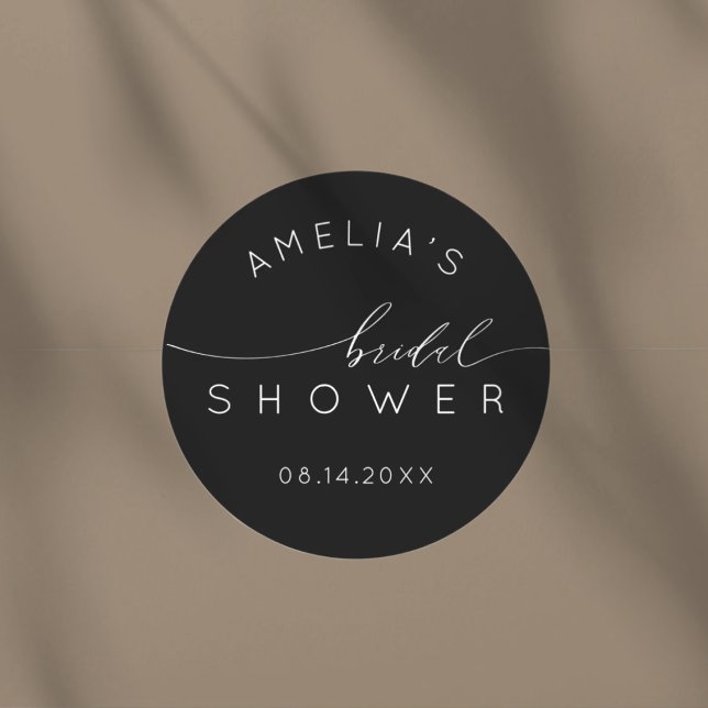 Sticker Rond Simple Fête de Mariage Noir & Blanc (Créateur téléchargé)