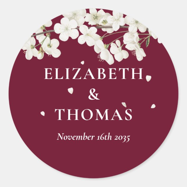 Sticker Rond Simple Fleur De Mariage Jolies Fleurs Blanches Fav (Devant)