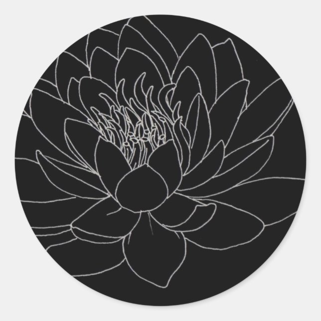 Sticker Rond Simple Floral - Beutiful Lotus (Devant)