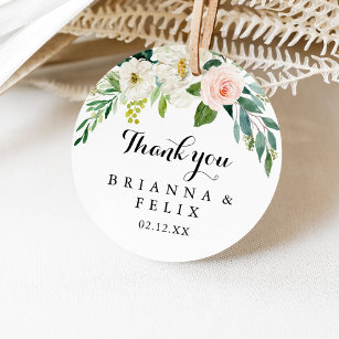 Sticker Rond Simple Floral Green Merci mariage Faveur
