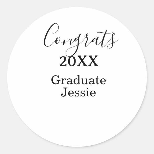 Sticker Rond Simple graduation congratulations minimal add clas (Devant)