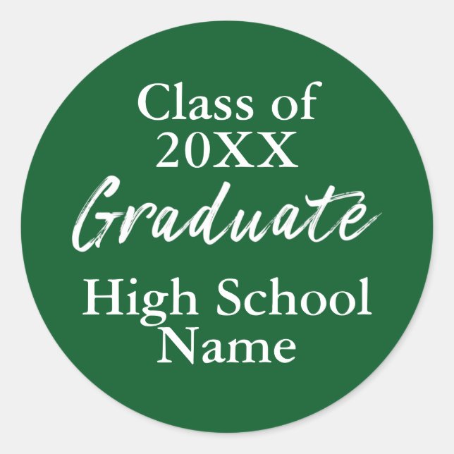 Sticker Rond Simple Green High School Classe de script de fin d (Devant)