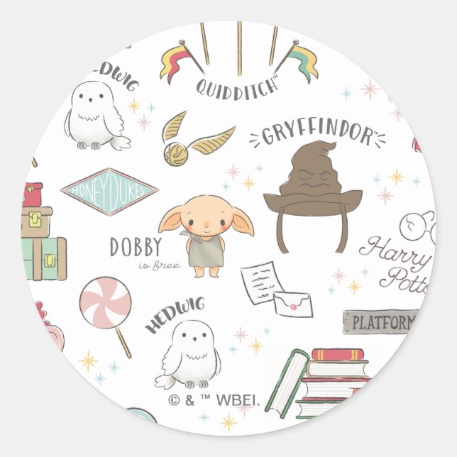 Sticker Rond Simple Harry Potter - Dobby Baby Shower (Devant)