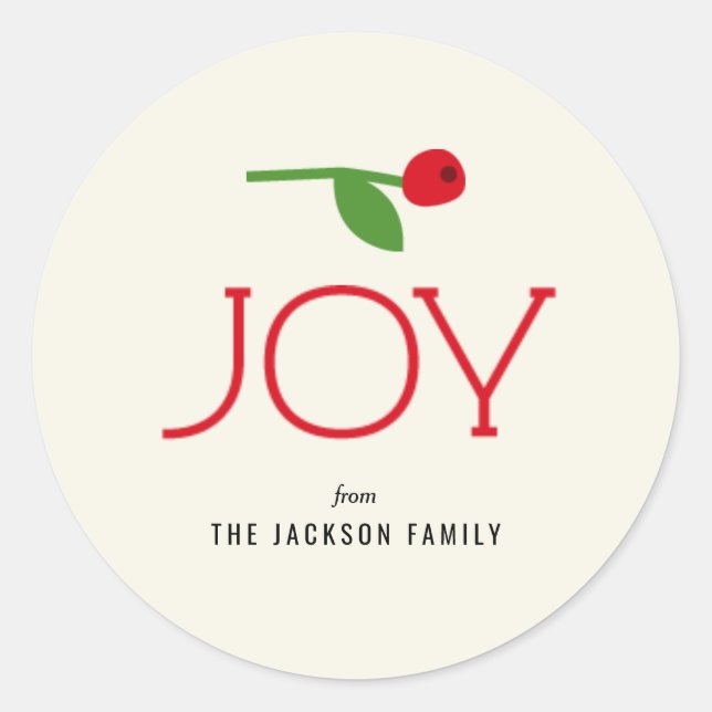 Sticker Rond Simple Holiday Joy Berry Branch (Devant)
