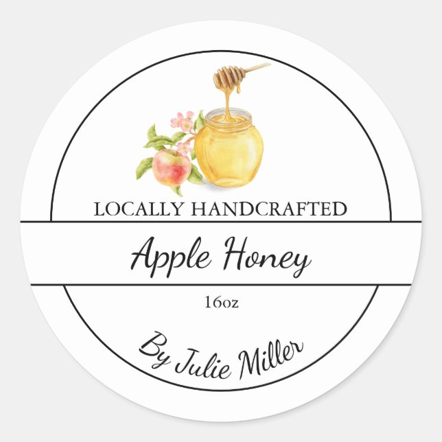 Sticker Rond Simple Homemade Apple infused Honey Label (Devant)