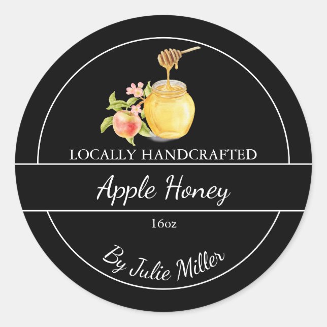 Sticker Rond Simple Homemade Apple infused Honey Label (Devant)