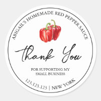 Simple Homemade Red Pepper Sauce Thank You Label