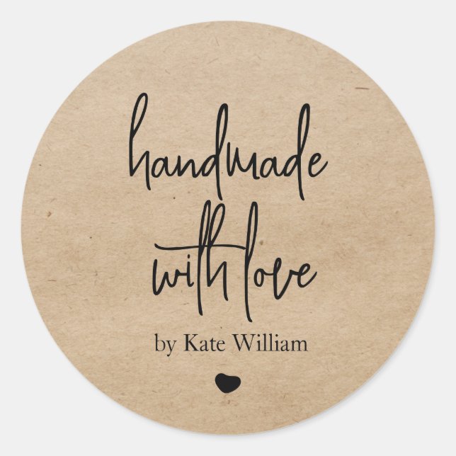 Sticker Rond Simple Homemade with Love | Kraft Product label (Devant)