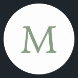 Sticker Rond Simple Jardin vert et blanc Mariage Monogramme<br><div class="desc">Des autocollants de mariage simples mais élégants avec votre monogramme initial,  dans une police serif vert jardin sur un arrière - plan blanc. Ce design simple et sobre est parfait pour un style minimaliste. Ces autocollants chic et élégants confèrent aux enveloppes de superbes scellés.</div>